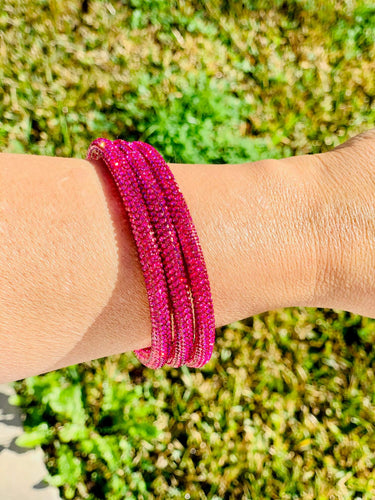 Hot Pink Sparkle Bangle Bracelet Set