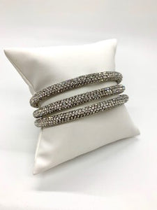 White Diamond Sparkle Bangle Bracelet Set